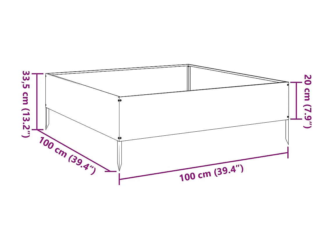 Hochbeet 100x100x33,5 cm Verzinkter Stahl