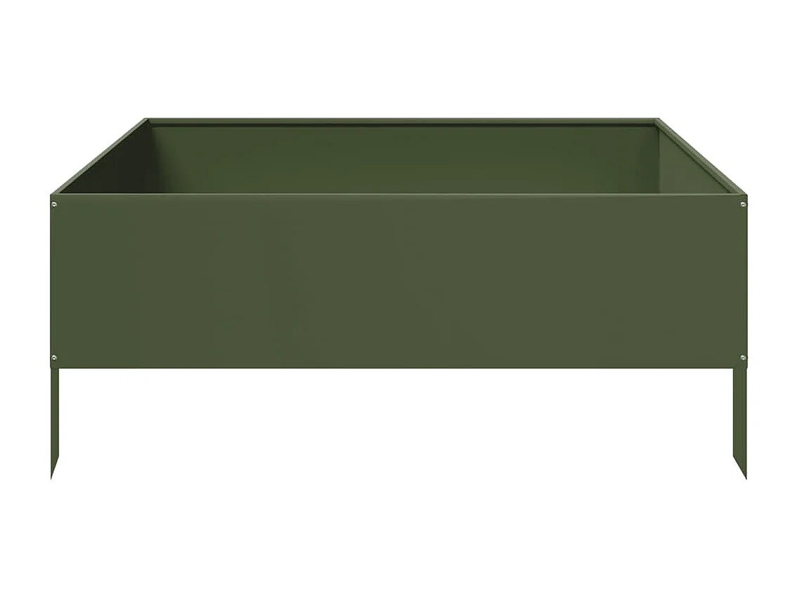 Lit surélevé de jardin vert olive 100x100x25 cm acier