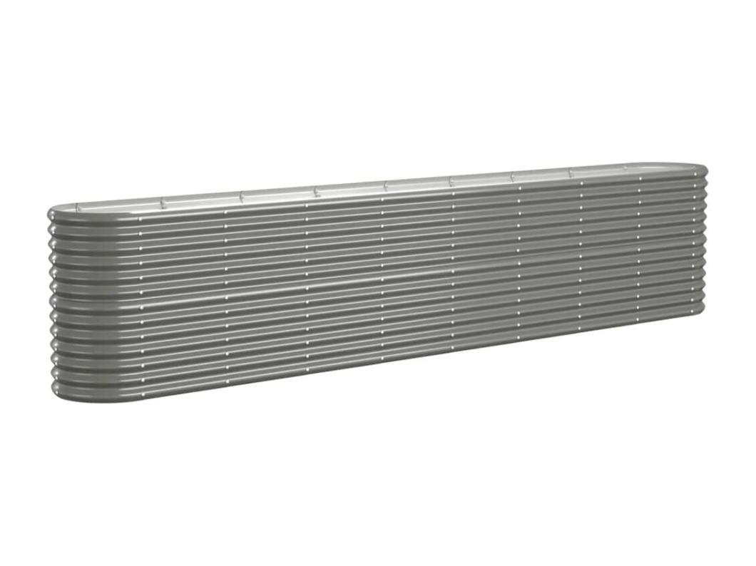 Canteiro elevado jardim 332x40x68cm aço revestido a pó cinzento