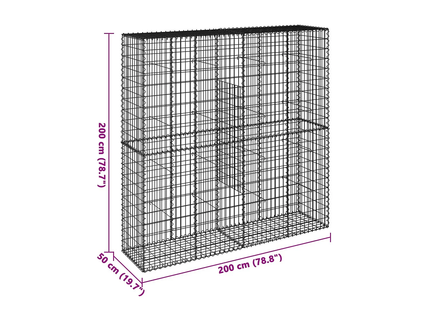 Cesto gabião com cobertura 200x50x200 cm ferro galvanizado