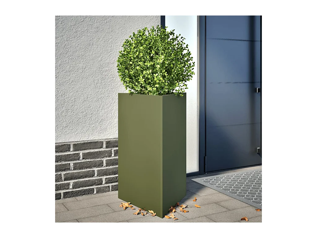Fioriere 2 pz Verde Oliva Triangolari 50x43x75 cm in Acciaio