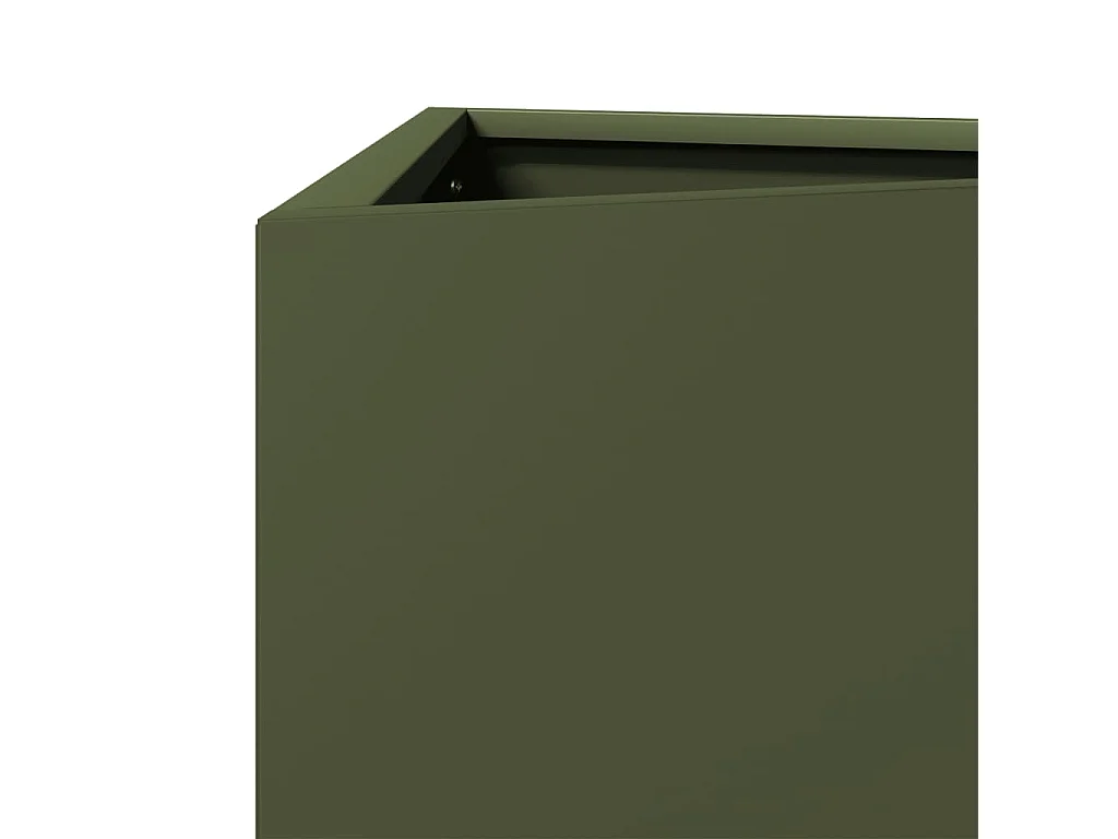 Jardinières 2 pcs vert olive triangulaire 50x43x75 cm acier