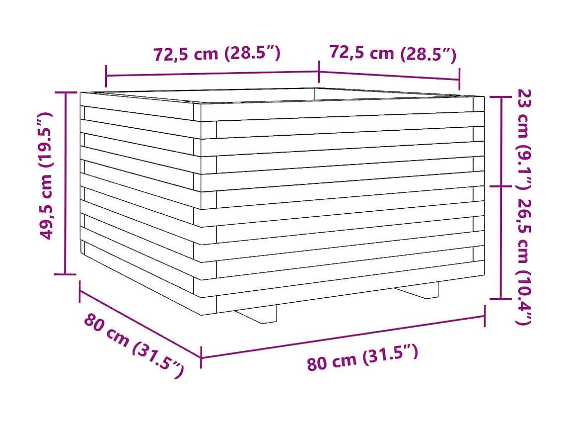 Pflanzkübel 80x80x49,5 cm Kiefernholz Imprägniert