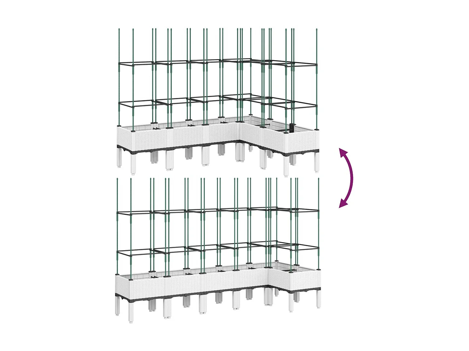 Vaso/floreira de jardim c/ treliça 160x120x142,5 cm PP branco