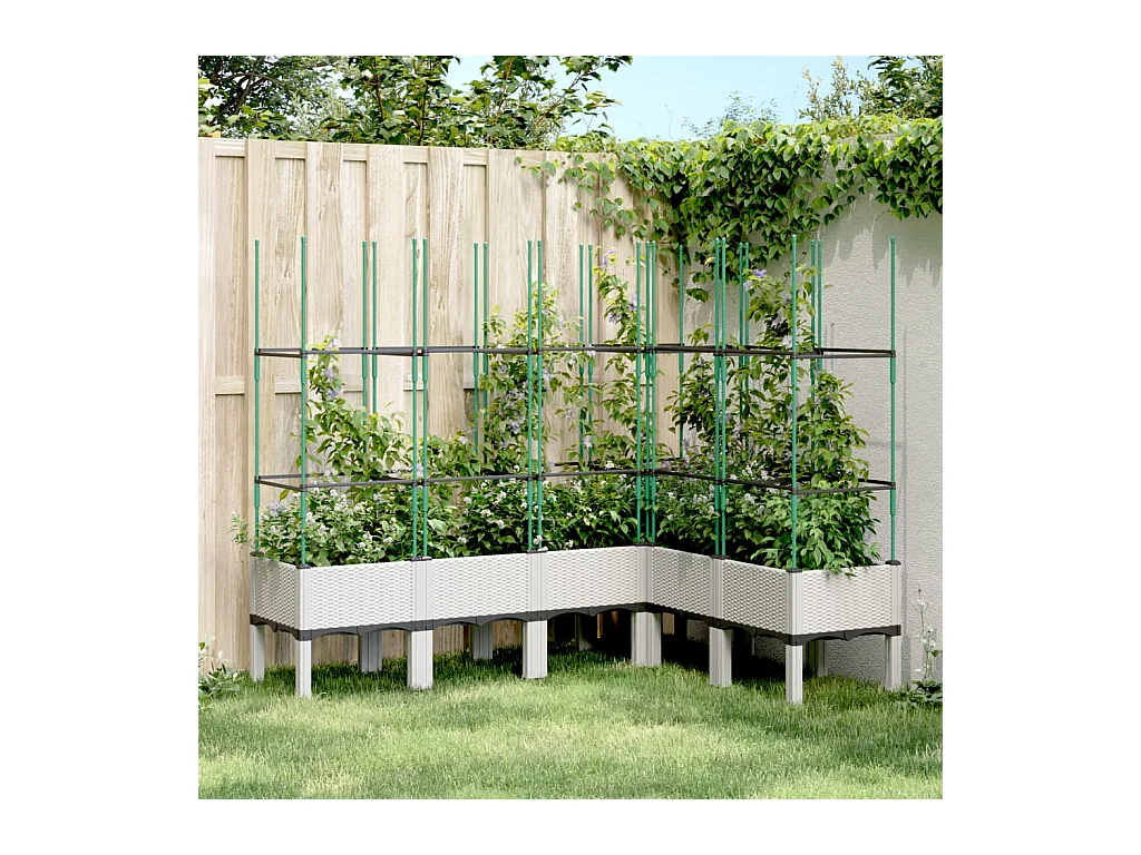 Jardinière avec treillis blanc 160x120x142,5 cm PP