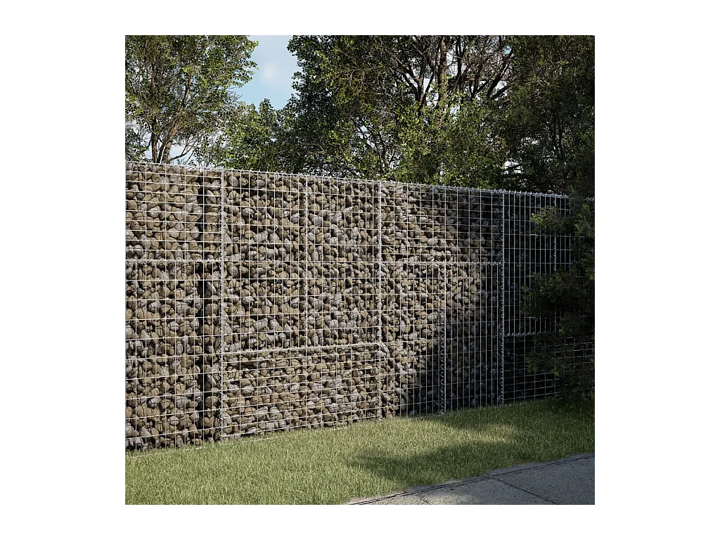 Cesto Gabbione con Copertura 200x50x150 cm in Ferro Zincato
