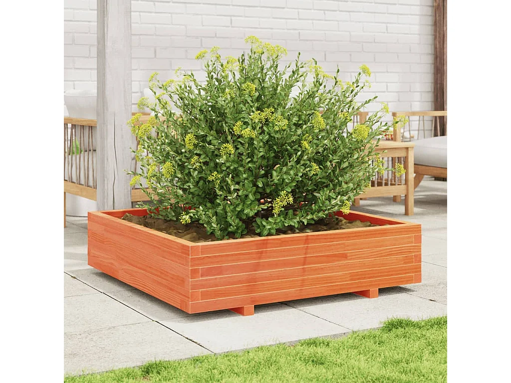 Jardinière cire marron 100x100x26,5 cm bois de pin massif