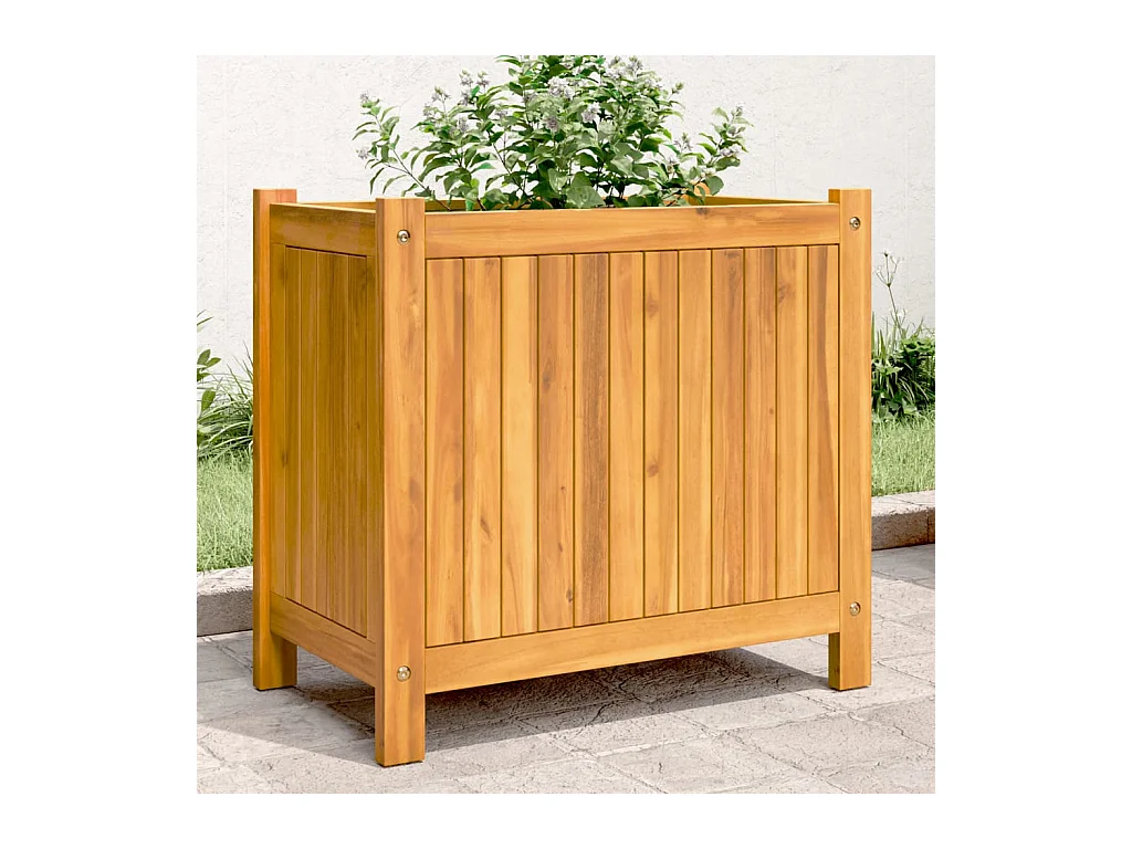 Fioriera Giardino con Rivestimento 54x31x50 cm Massello Acacia