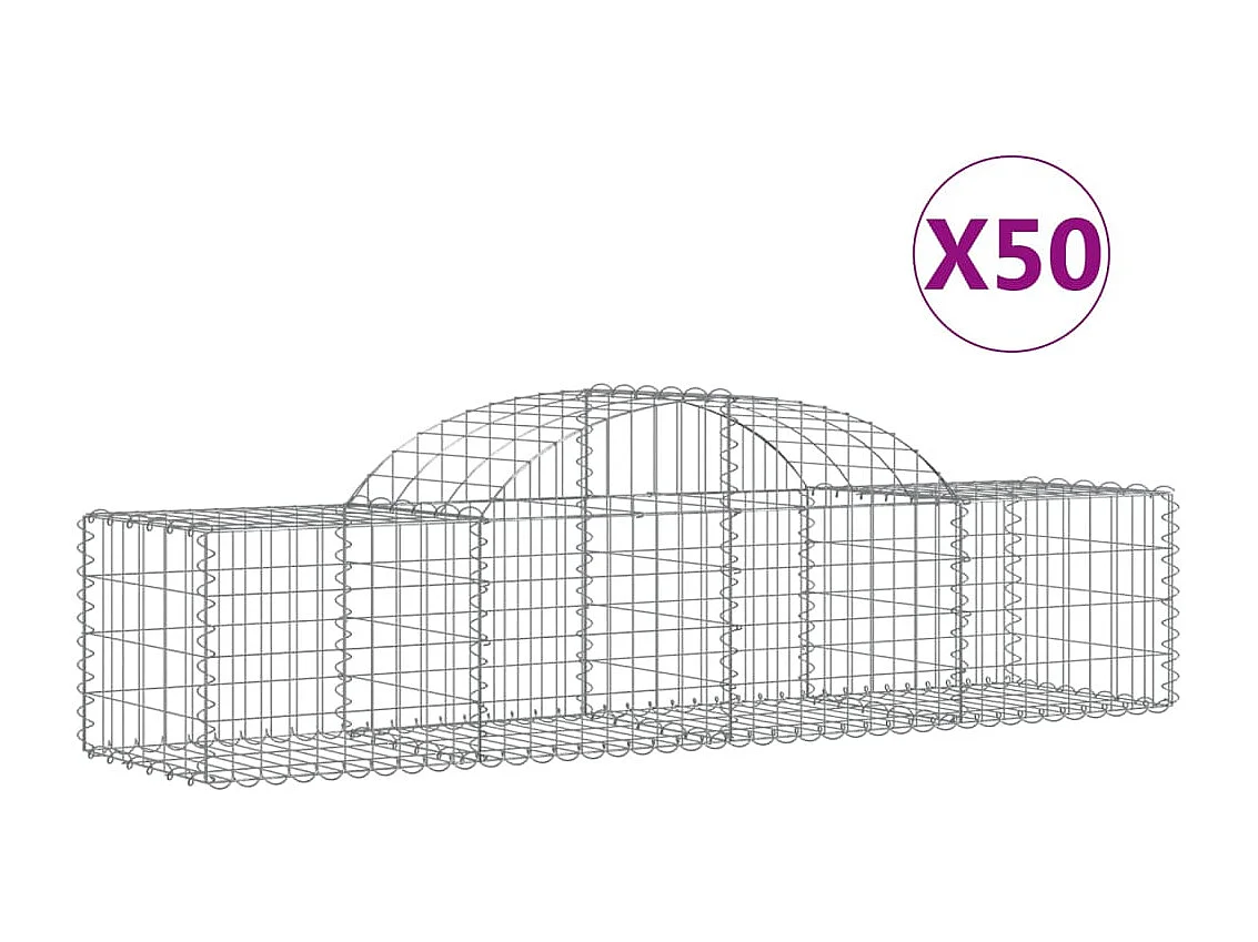 Paniers à gabions arqués 50 pcs 200x50x40/60 cm fer galvanisé