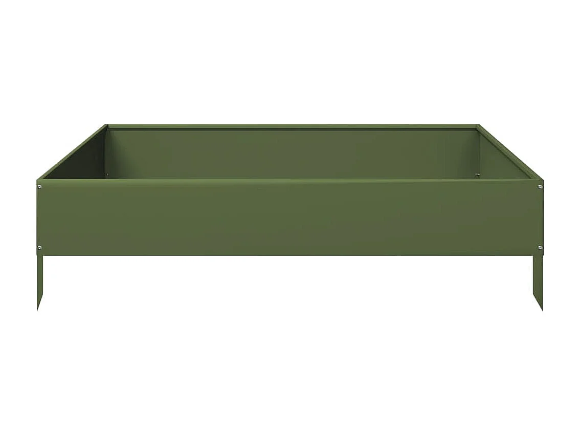 Lit surélevé de jardin vert olive 100x100x26 cm acier