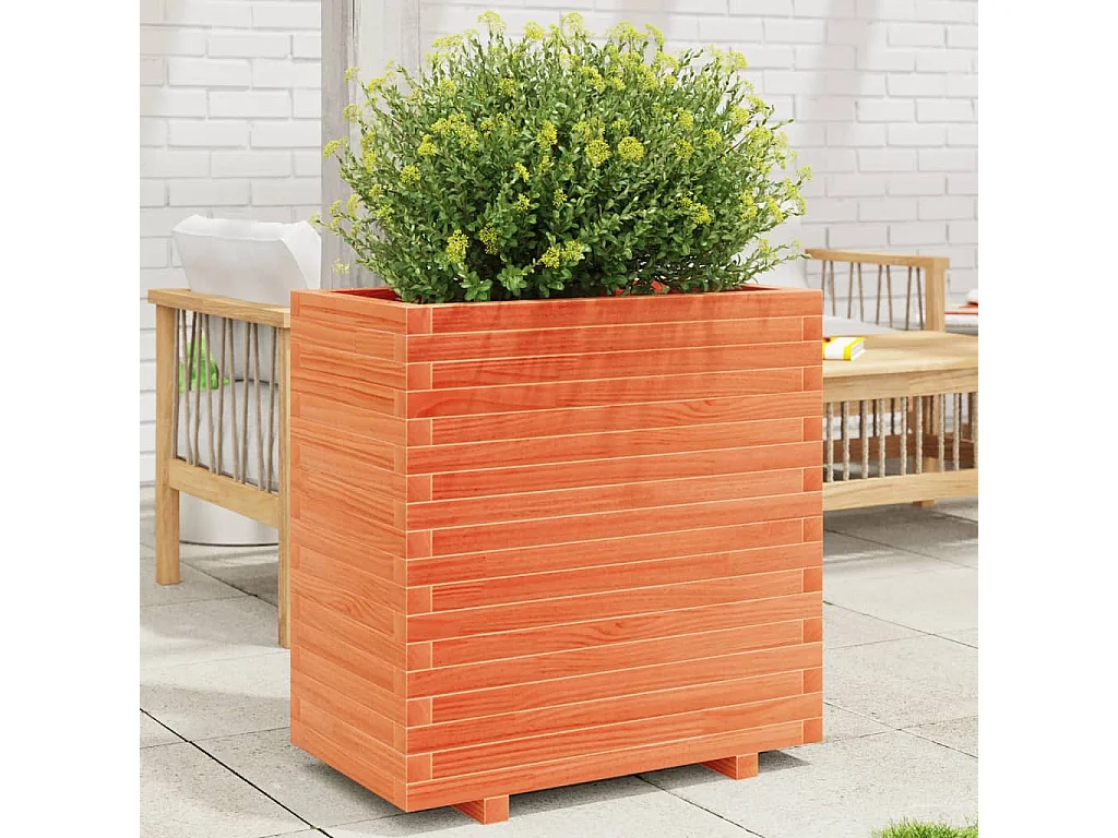 Jardinière cire marron 70x40x72,5 cm bois de pin massif