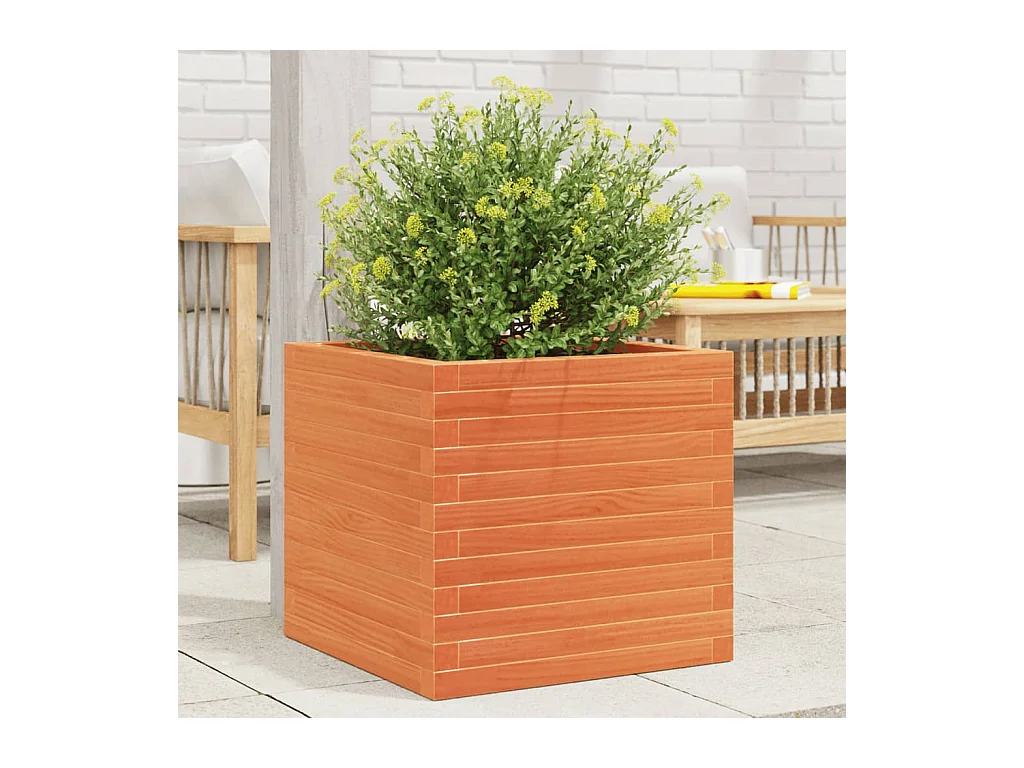 Fioriera Giardino Marrone Cera 50x50x46 cm Legno Massello Pino