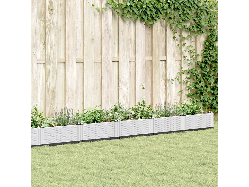 Vaso/floreira de jardim c/ estacas 362,5x42,5x28,5 cm PP branco