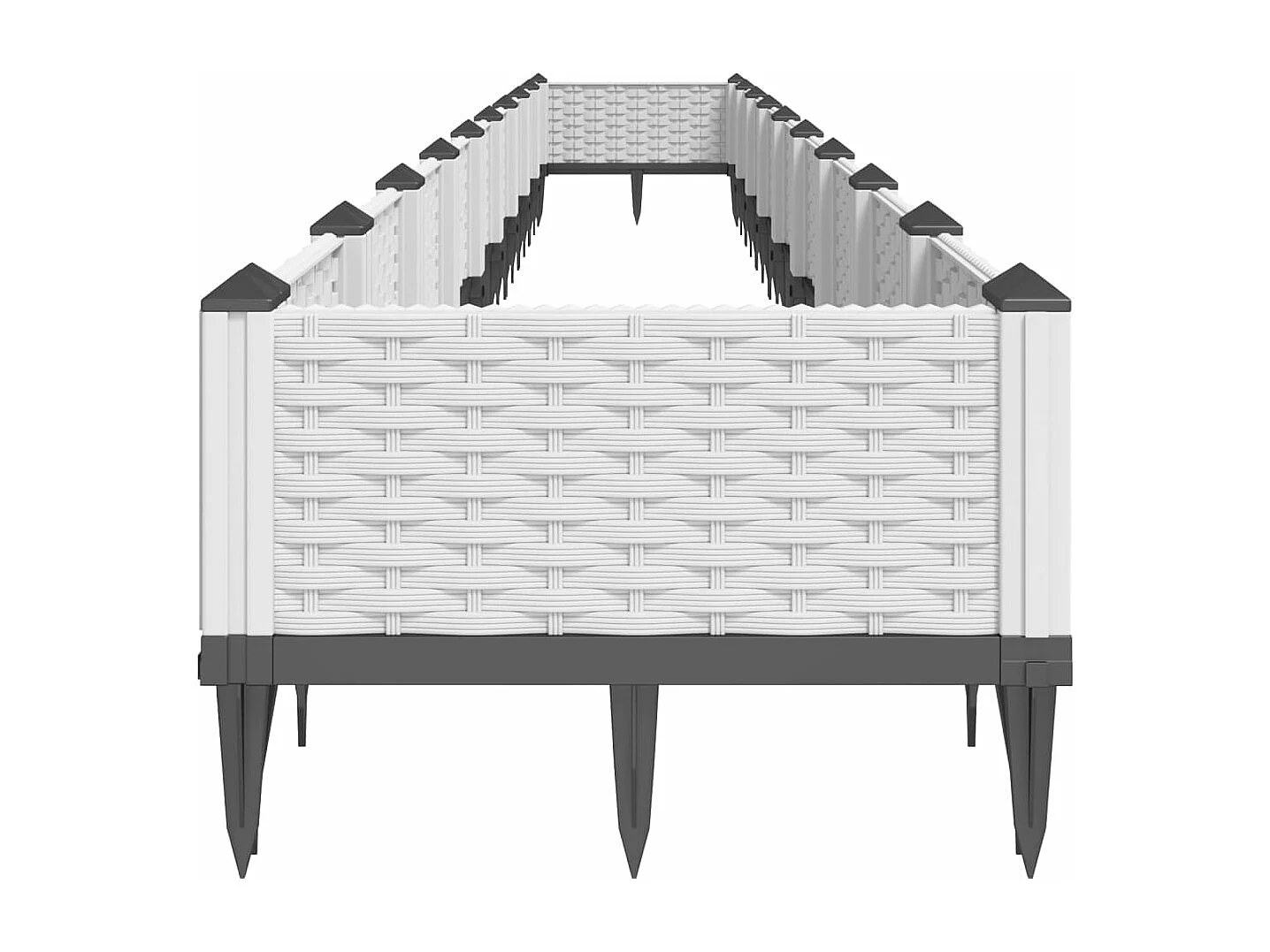 Vaso/floreira de jardim c/ estacas 362,5x42,5x28,5 cm PP branco