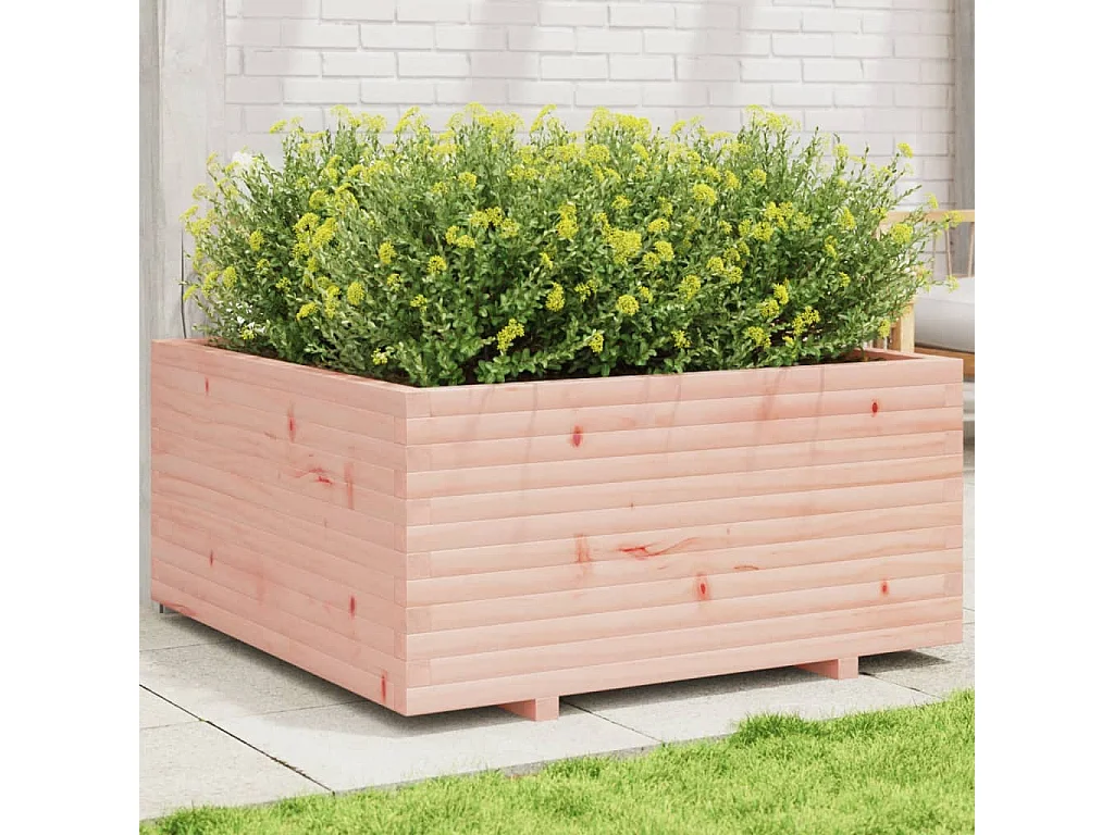 Vaso/floreira de jardim 100x100x49,5 cm madeira douglas maciça