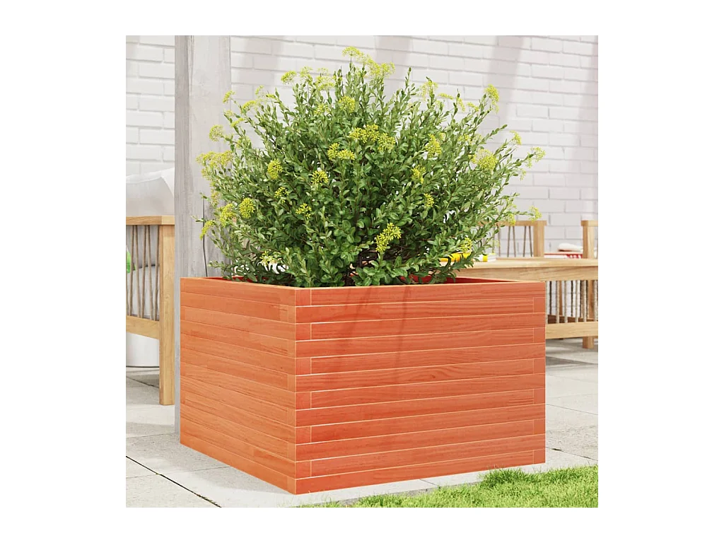 Plantenbak 70x70x45,5 cm massief grenenhout wasbruin