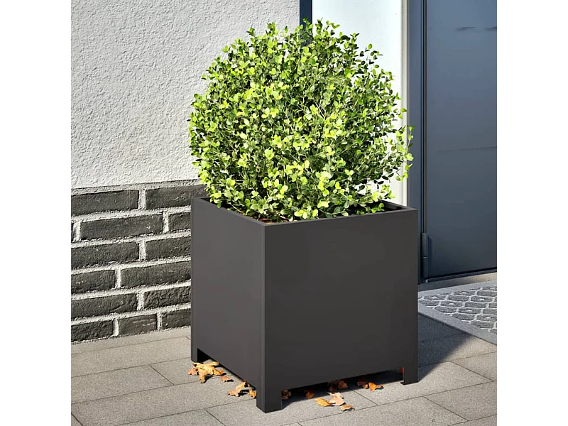 Vaso/floreira de jardim 2 pcs 40x40x40 cm aço preto