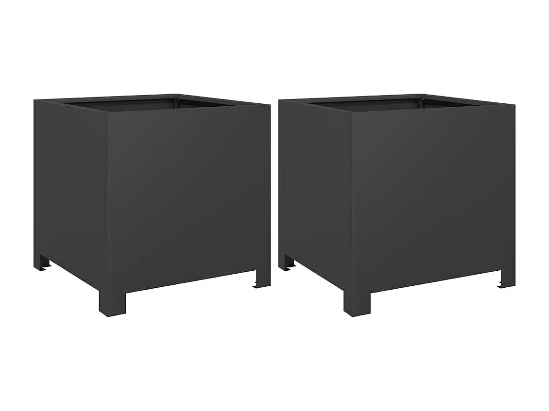 Jardinières 2 pcs noir 40x40x40 cm acier