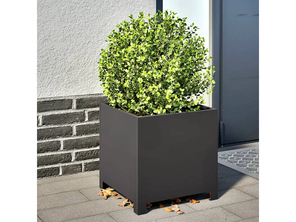 Plantenbakken 2 st 40x40x40 cm staal zwart