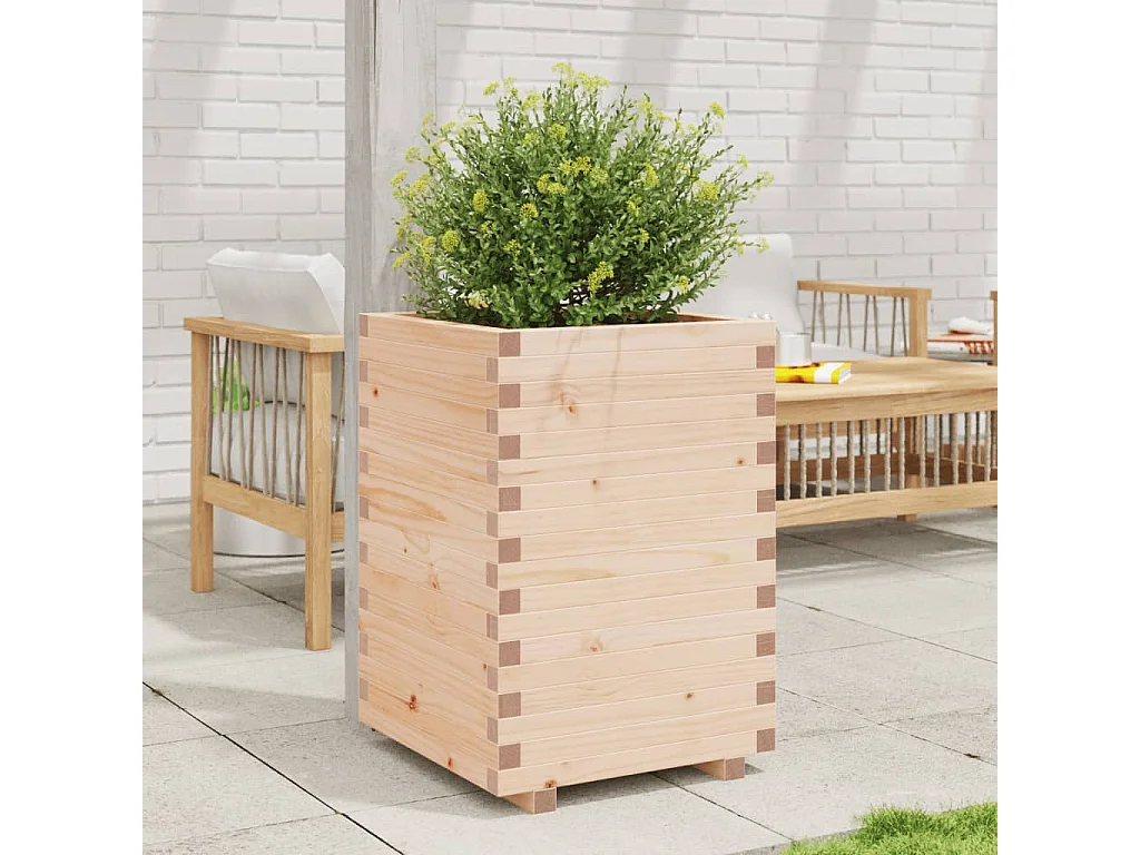 Fioriera da Giardino 50x50x72,5 cm in Legno Massello di Pino