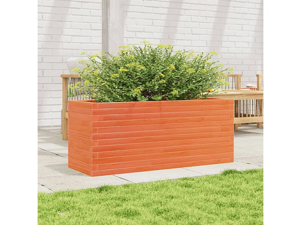 Jardinière cire marron 110x40x46 cm bois de pin massif