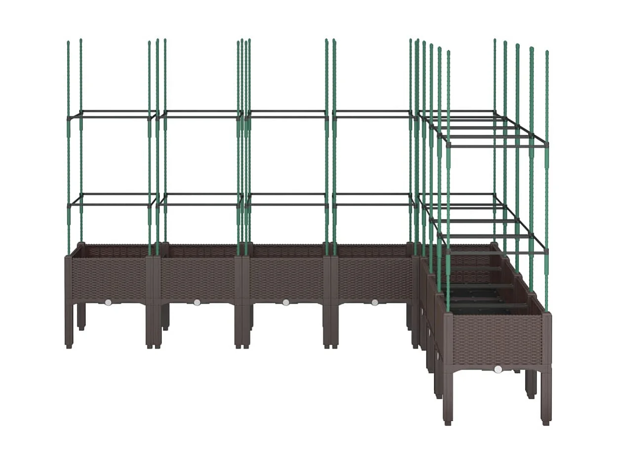 Vaso/floreira de jardim c/ treliça 200x160x142,5 cm PP castanho