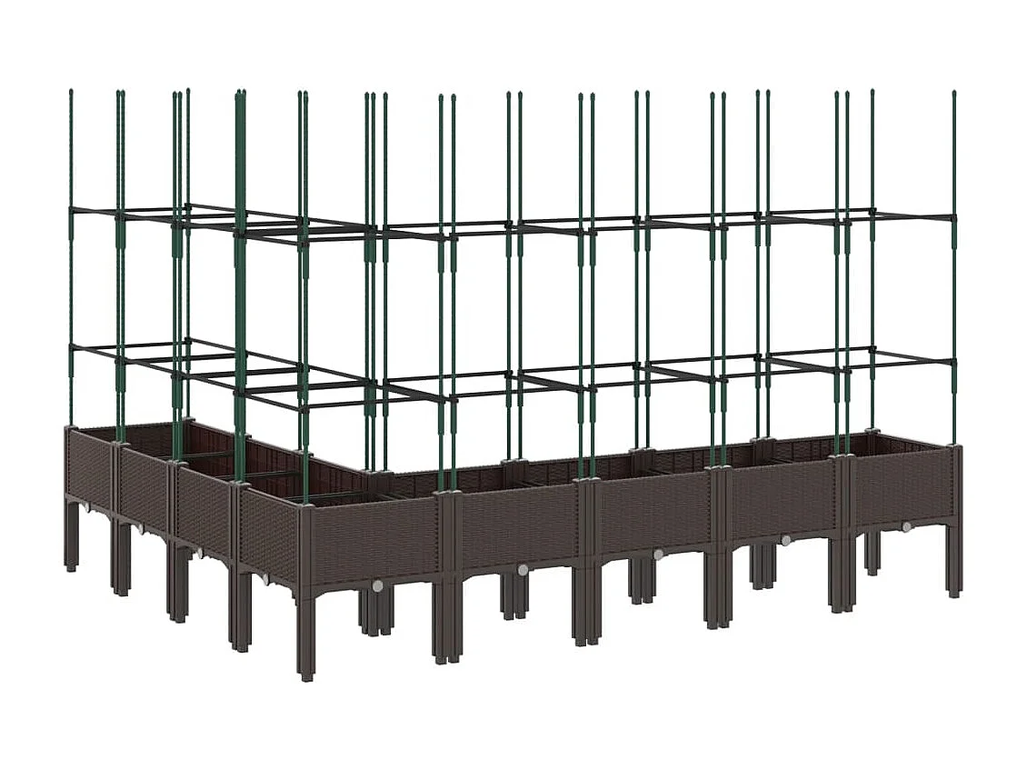 Vaso/floreira de jardim c/ treliça 200x160x142,5 cm PP castanho