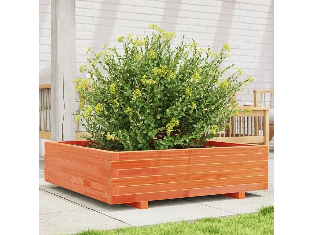 Vaso/floreira de jardim 90x90x26,5 cm pinho maciço castanho-mel