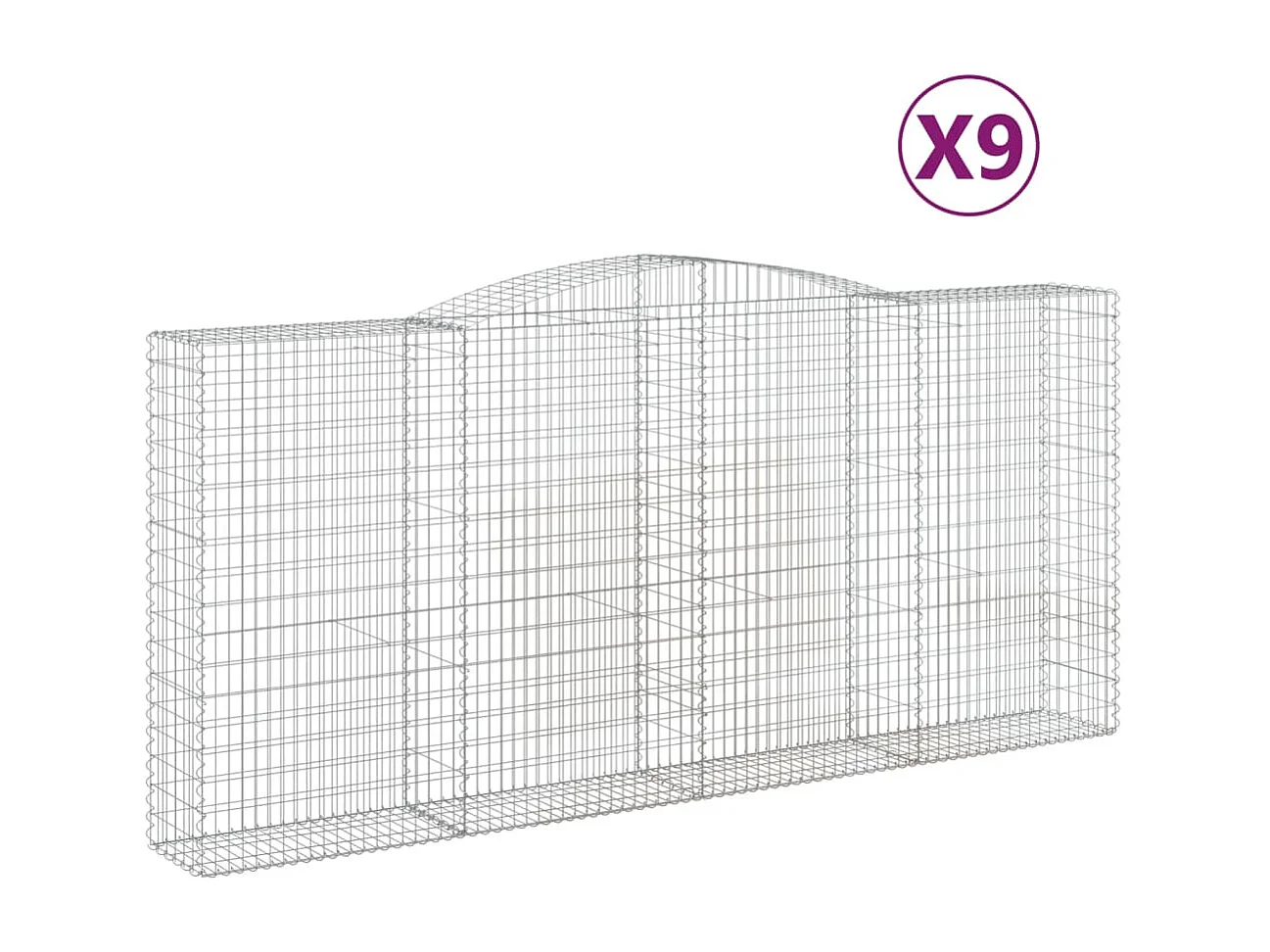 Cestos gabião arqueados 9pcs 400x50x180/200cm ferro galvanizado