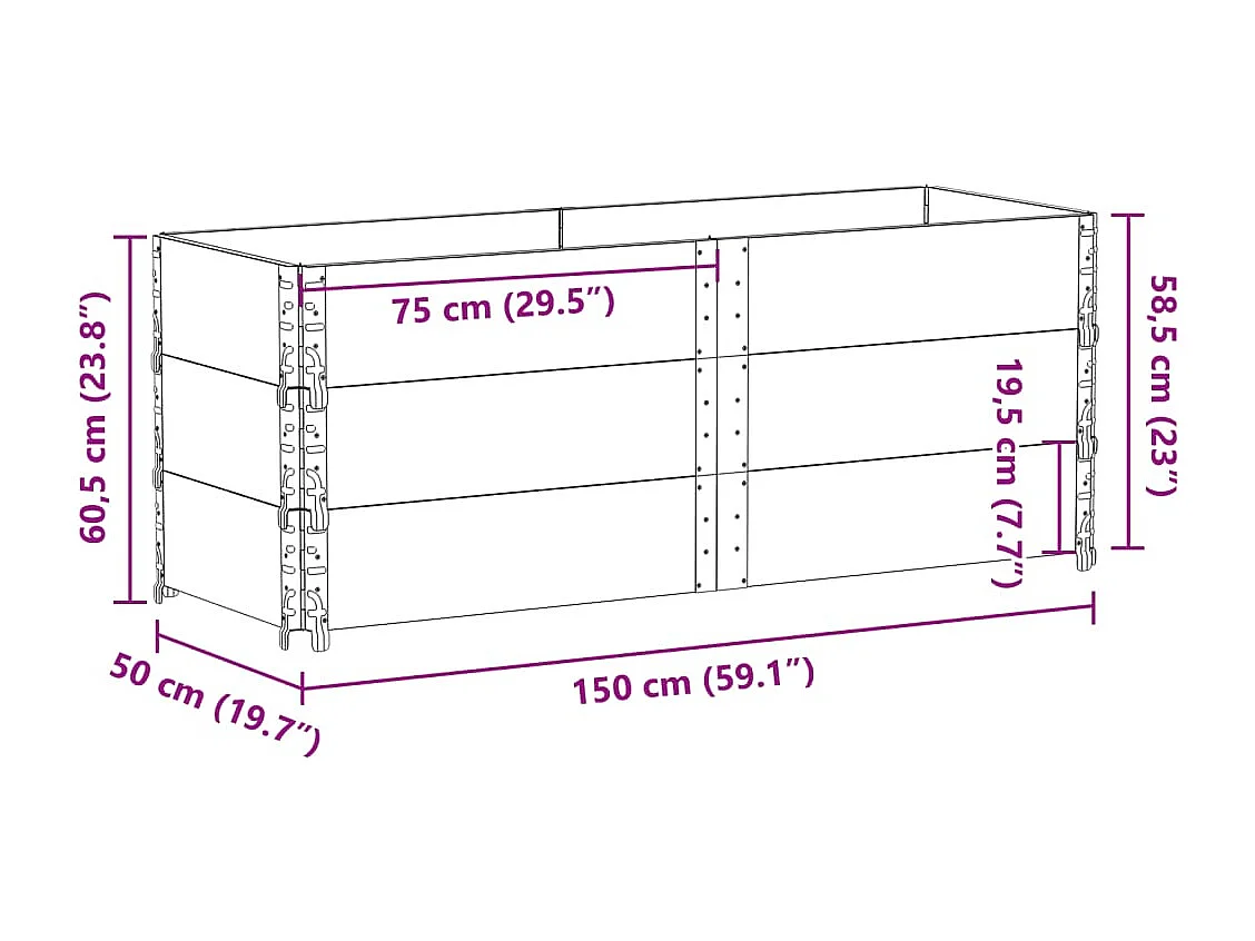 Pflanzkasten Braun 150x50 cm Massivholz Kiefer