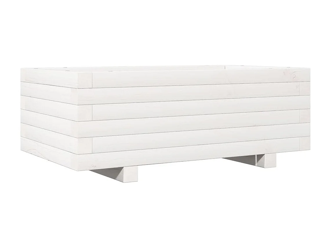 Jardinière blanc 70x40x26,5 cm bois de pin massif