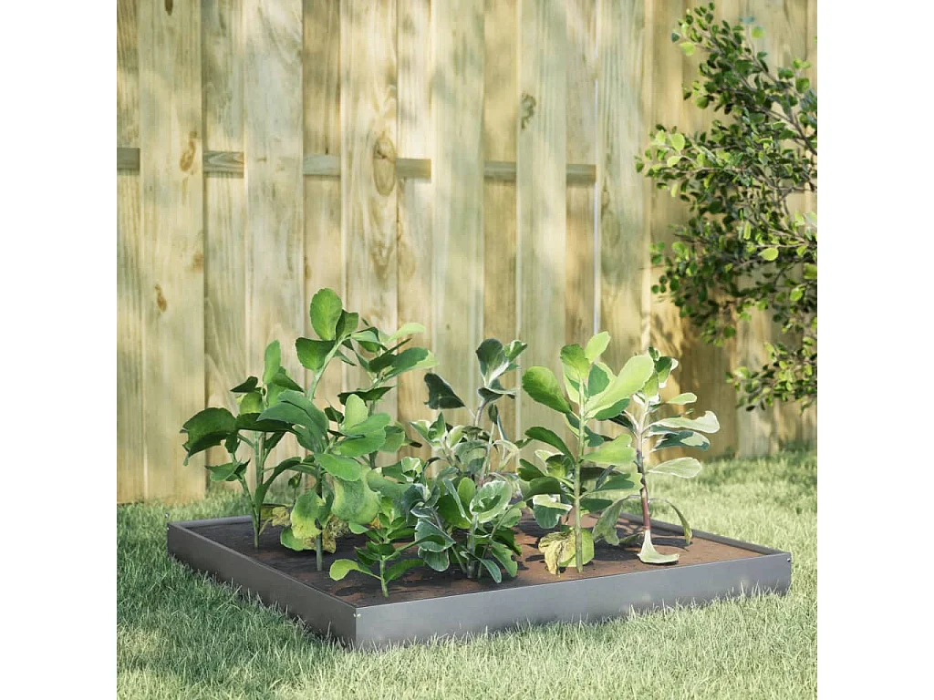 Canteiro elevado de jardim 100x100x18,5 cm aço galvanizado