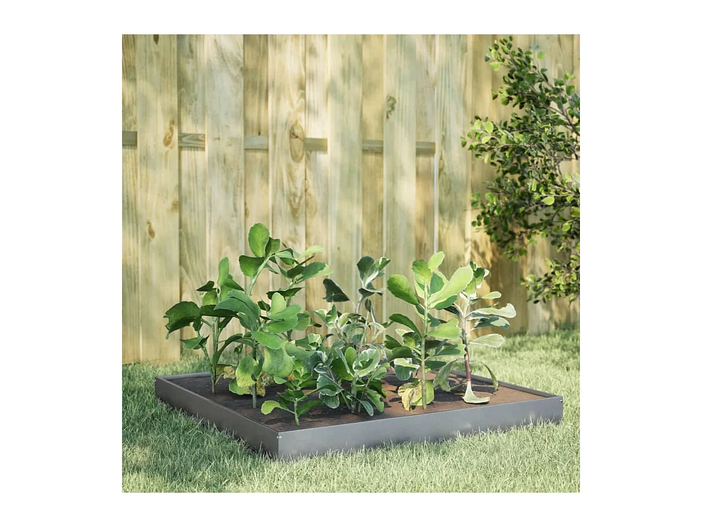 Fioriera Rialzata da Giardino 100x100x18,5cm in Acciaio zincato
