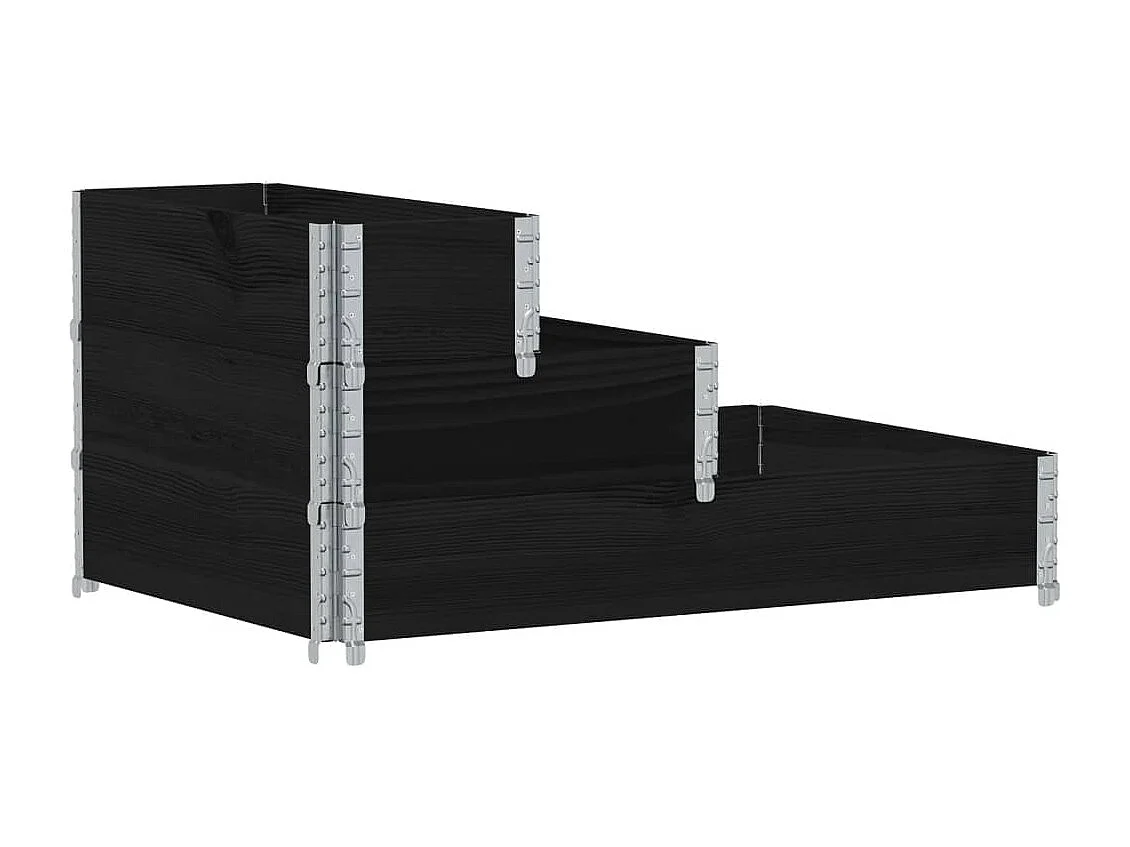 Canteiro elevado de 3 níveis 120x80 cm pinho maciço preto