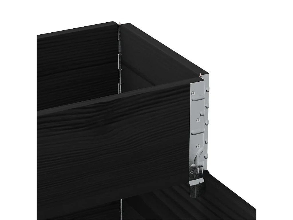 Canteiro elevado de 3 níveis 120x80 cm pinho maciço preto