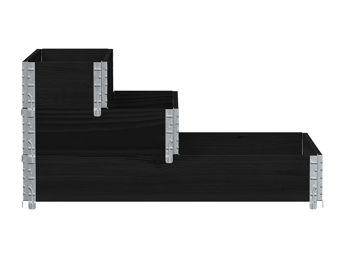 Lit surélevé à 3 niveaux noir 120x80 cm bois de pin massif