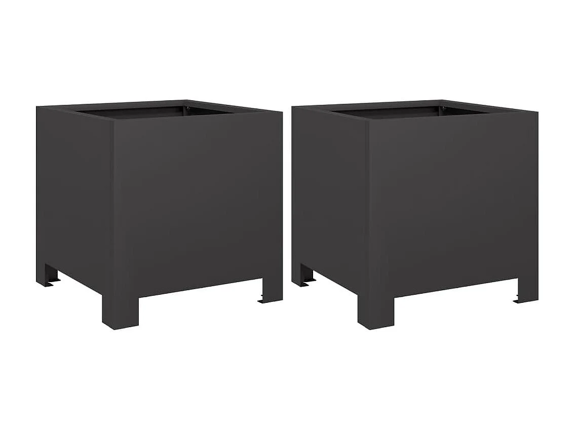 Jardinières 2 pcs noir 30x30x30 cm acier