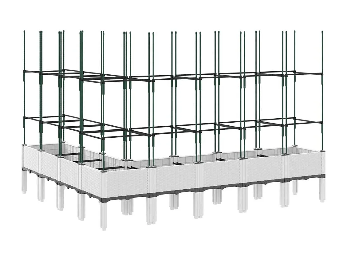 Pflanzkübel mit Rankgitter Weiß 200x160x142,5 cm PP