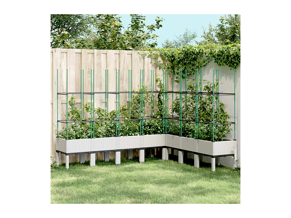 Jardinière avec treillis blanc 200x160x142,5 cm PP