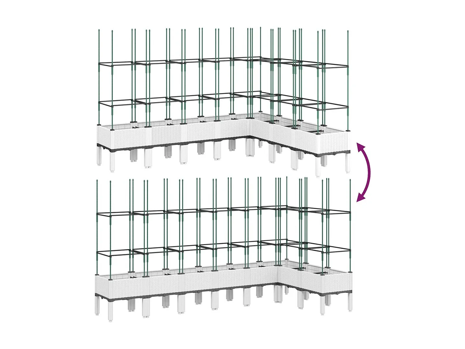 Vaso/floreira de jardim c/ treliça 200x160x142,5 cm PP branco