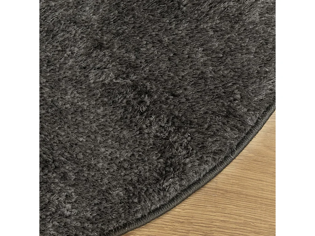 Tapis ISTAN à poils longs aspect brillant anthracite Ø 100 cm