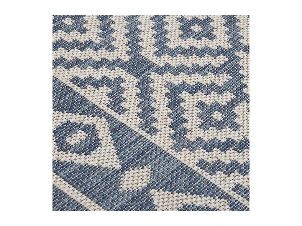 Tapis à tissage plat d'extérieur 140x200 cm Rayures bleues