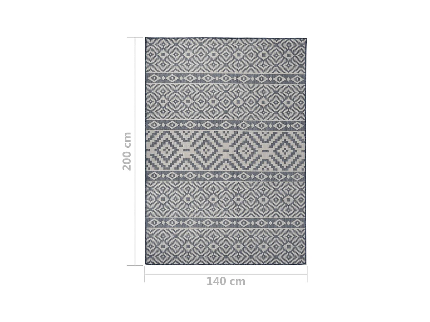 Tapis à tissage plat d'extérieur 140x200 cm Rayures bleues