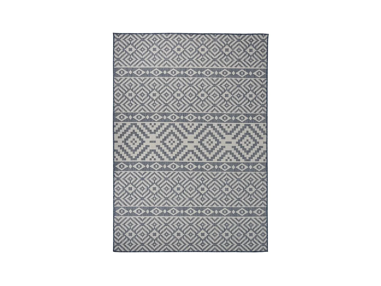 Tapis à tissage plat d'extérieur 140x200 cm Rayures bleues