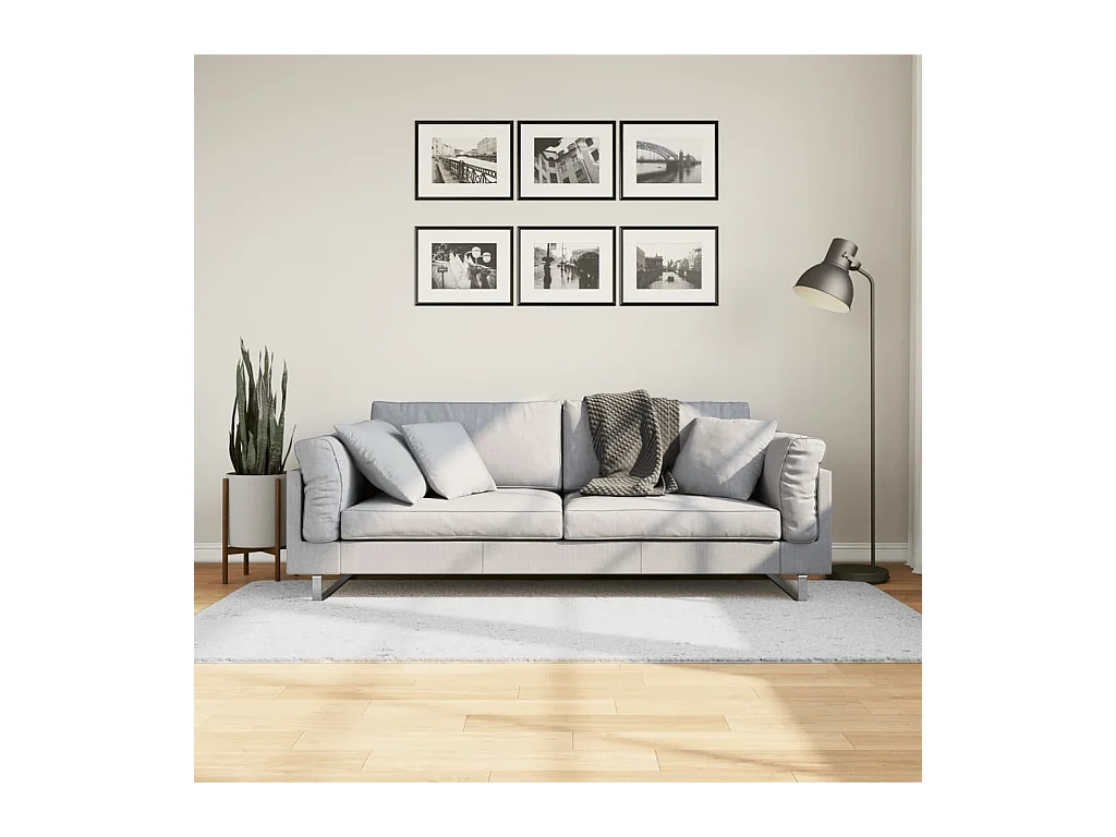 Tapis OVIEDO à poils courts gris 100x200 cm