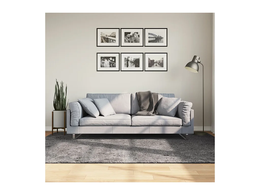 Tappeto Pelo Corto HUARTE Morbido Lavabile Antracite 160x230 cm