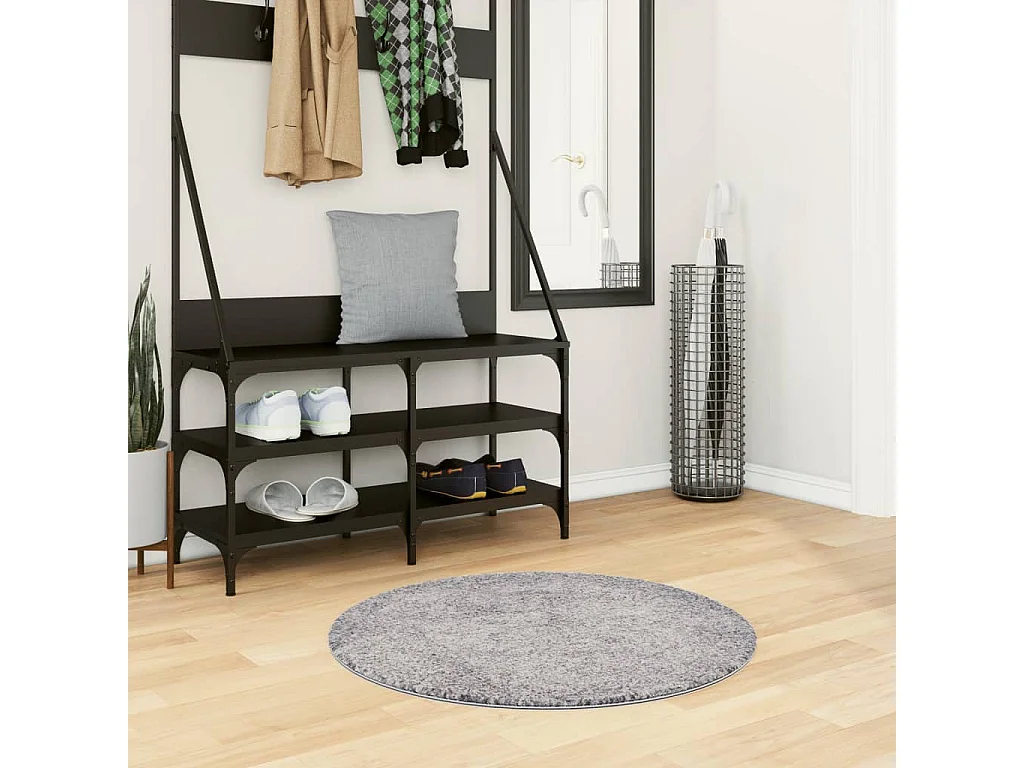 Tapis shaggy PAMPLONA poils longs moderne bleu Ø 80 cm