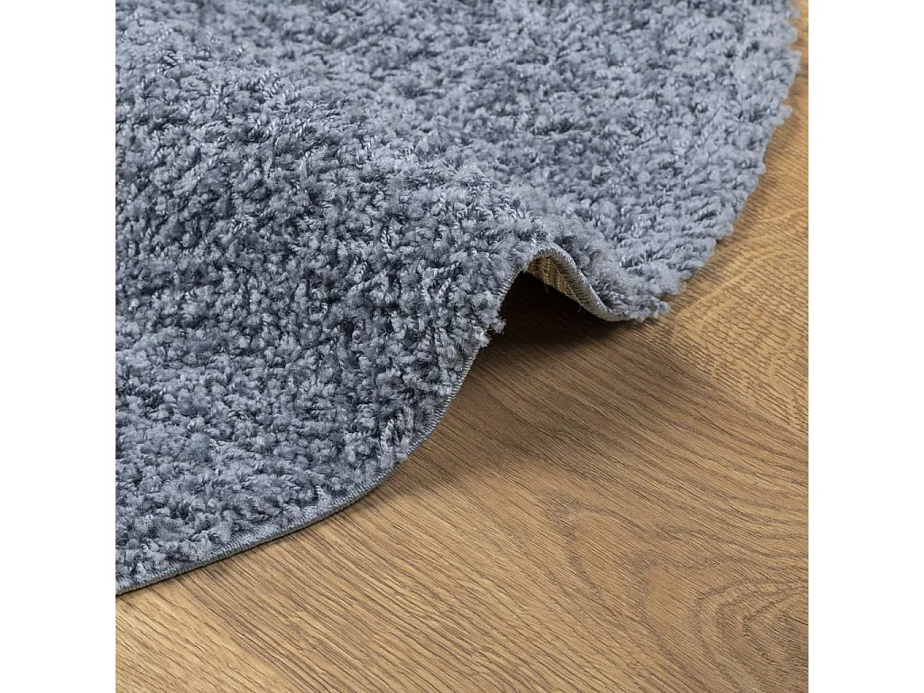 Tapis shaggy PAMPLONA poils longs moderne bleu Ø 80 cm