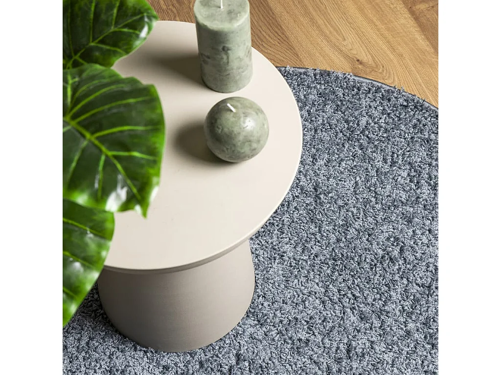 Tapis shaggy PAMPLONA poils longs moderne bleu Ø 80 cm
