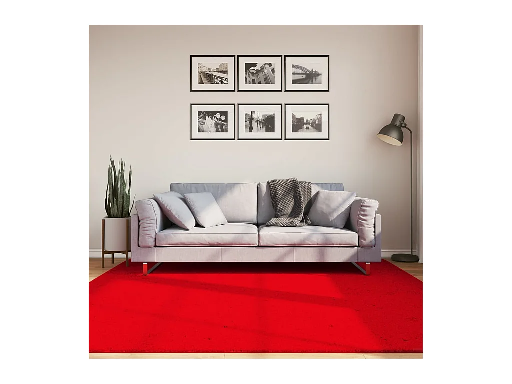 Tapis HUARTE à poils courts doux et lavable rouge 200x200 cm